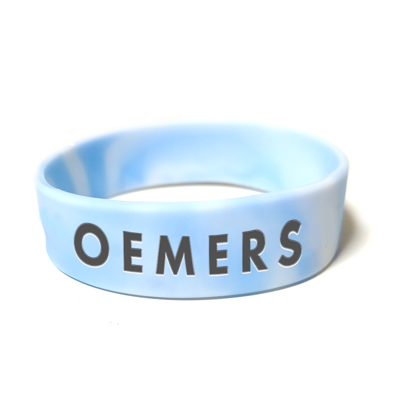 ラバーバンド マーブル ブルーグレー　黒プリント